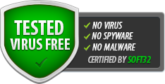 Garanti sans virus : pas de virus, pas de spyware, pas de mailware. Certifié par Soft32